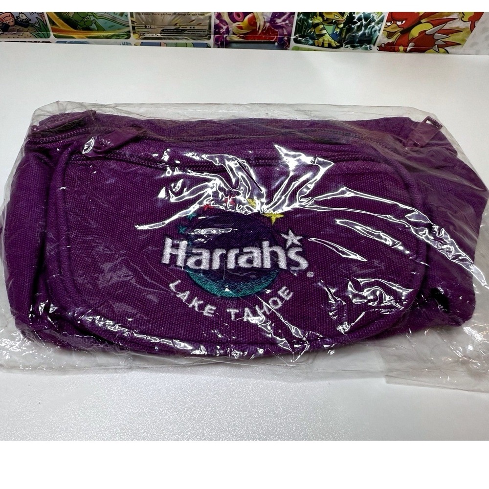 Harrah's Lake Tahoe Purple Fanny Pack Waist Bag Travel Casino Souvenir‎ 6x9"